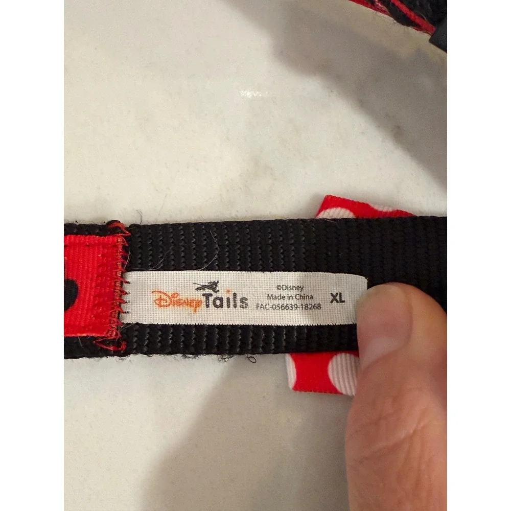Disney Tails Minnie Mouse Red Black Polka Dot Bow Pet Dog Collar XL Disney Parks